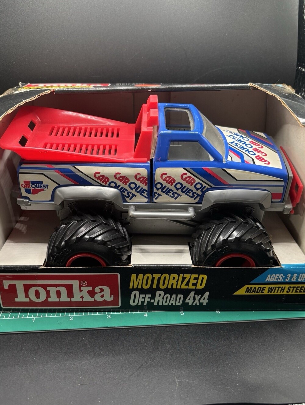 Tonka Car Quest Pickup Motorized Off-Road 4x4 Steel Truck 1992 NIB Box Wear VTG